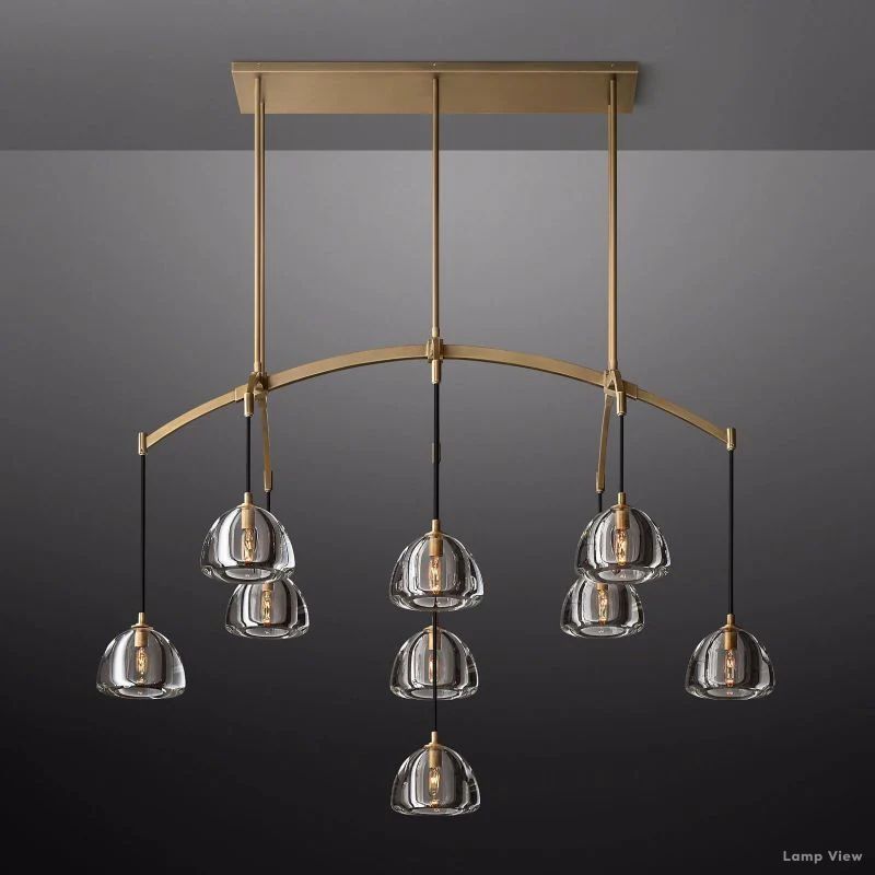 Hemisphere Domed Crystal Linear Chandelier 54"