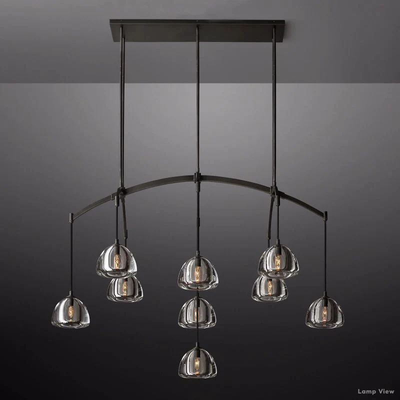 Hemisphere Domed Crystal Linear Chandelier 54"