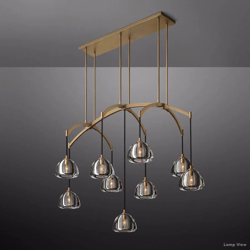 Hemisphere Domed Crystal Linear Chandelier 54"