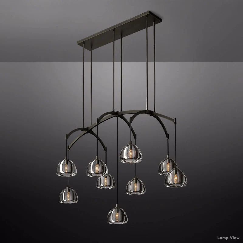 Hemisphere Domed Crystal Linear Chandelier 54"