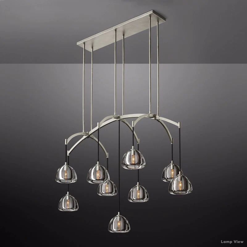 Hemisphere Domed Crystal Linear Chandelier 54"
