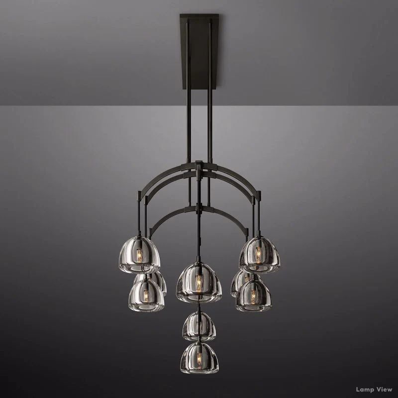 Hemisphere Domed Crystal Linear Chandelier 54"