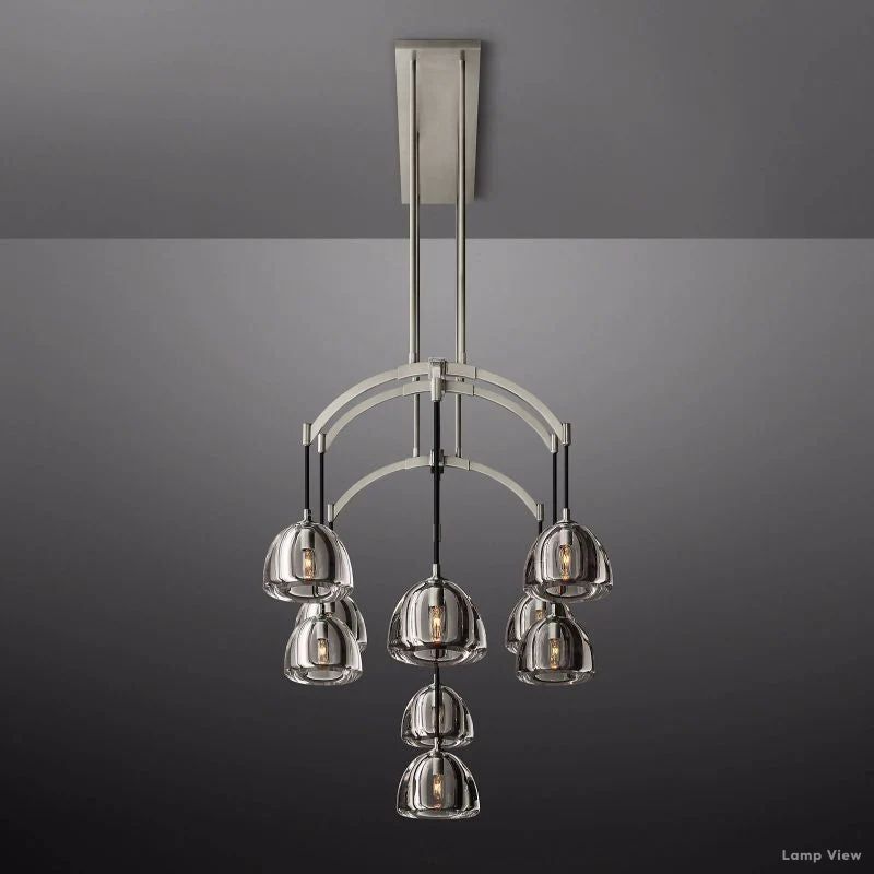 Hemisphere Domed Crystal Linear Chandelier 54"