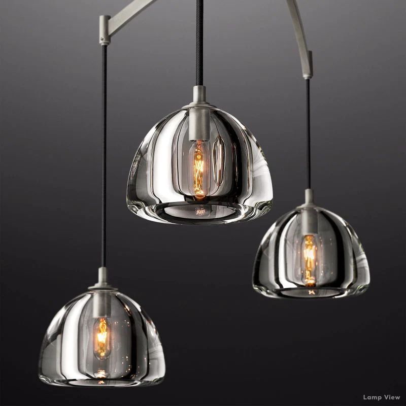 Hemisphere Domed Crystal Linear Chandelier 54"