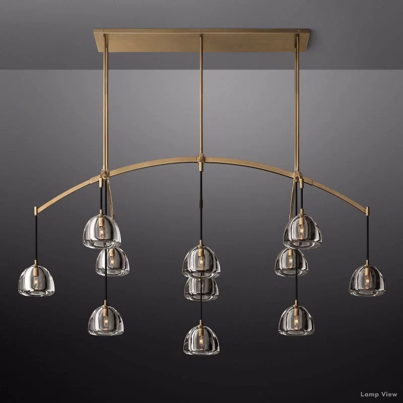 Hemisphere Domed Crystal Linear Chandelier 72"