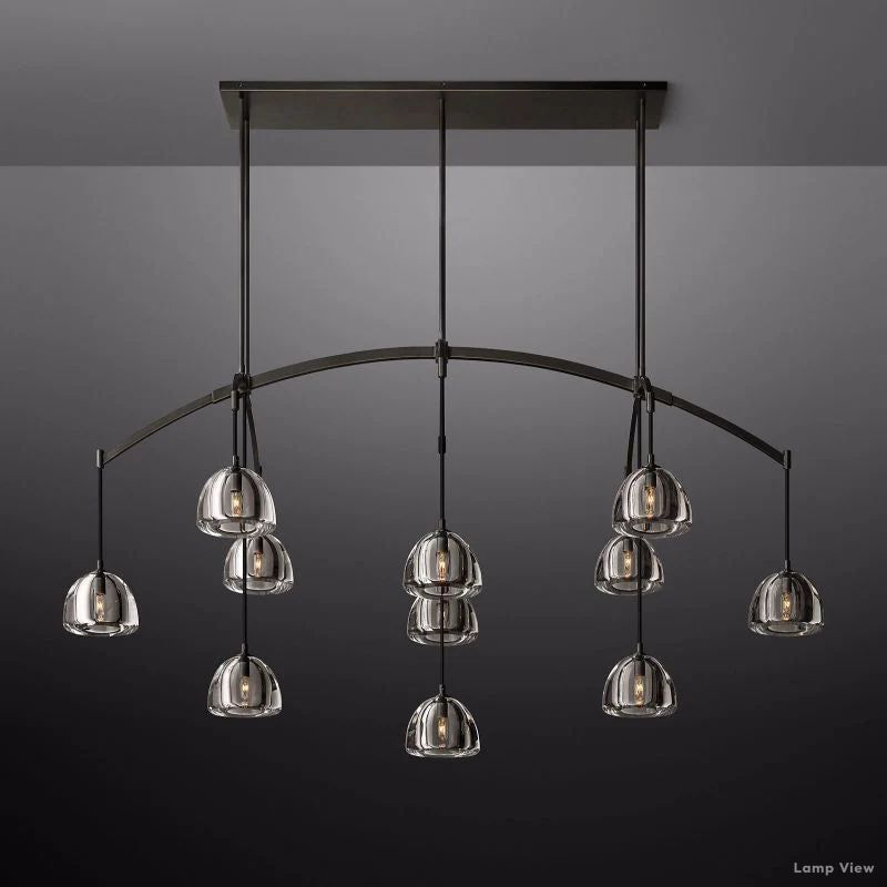 Hemisphere Domed Crystal Linear Chandelier 72"