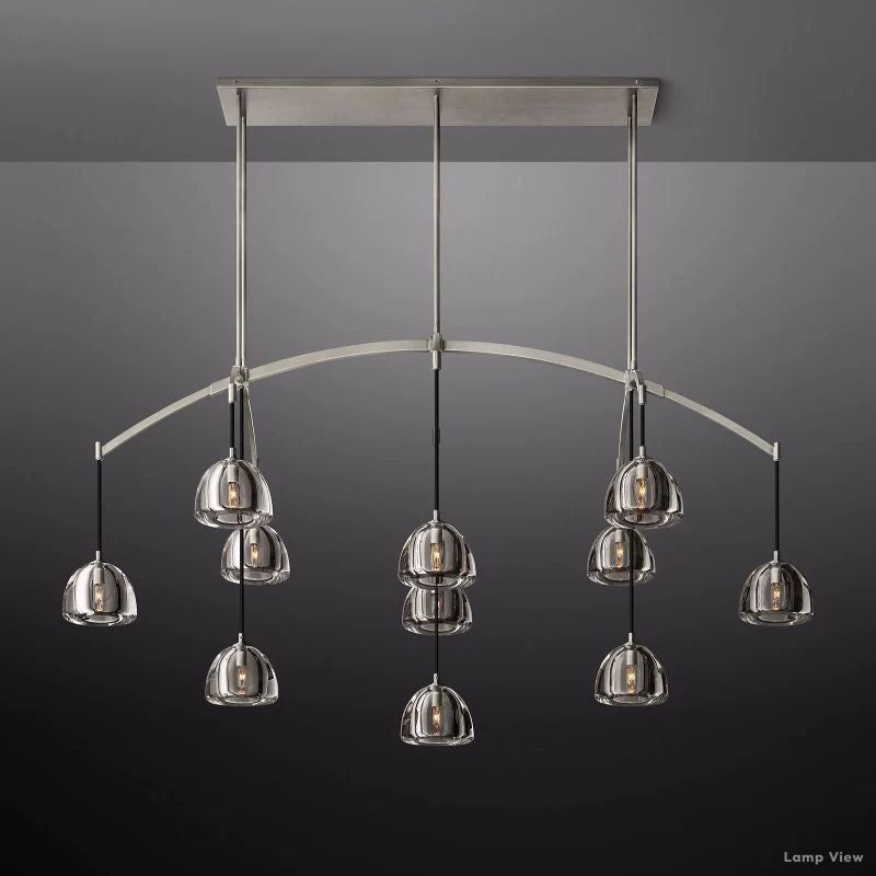 Hemisphere Domed Crystal Linear Chandelier 72"