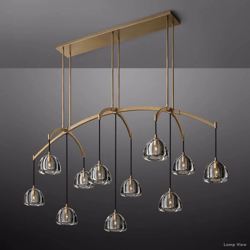 Hemisphere Domed Crystal Linear Chandelier 72"