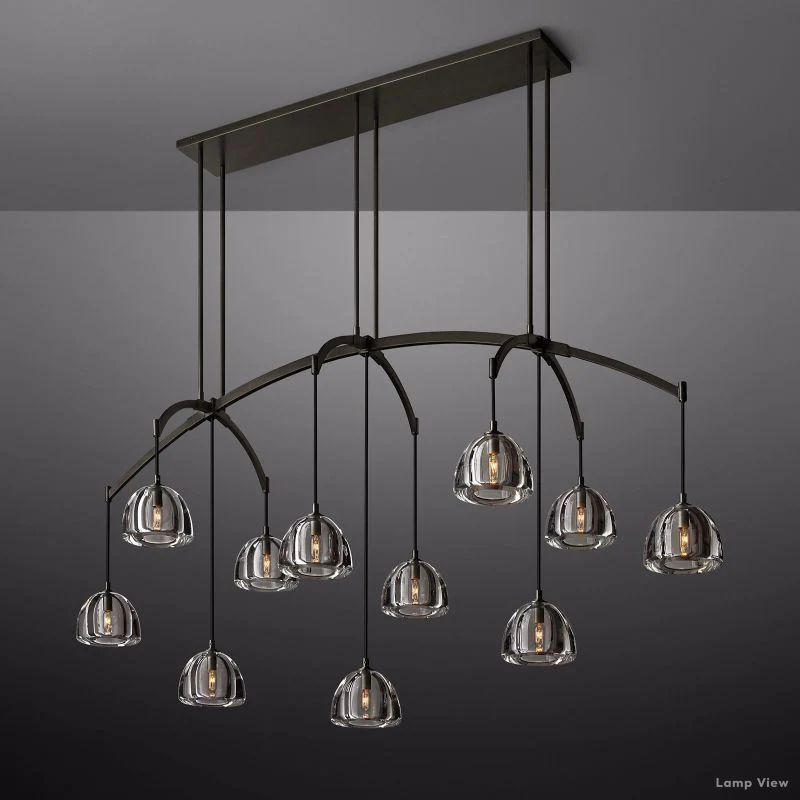 Hemisphere Domed Crystal Linear Chandelier 72"