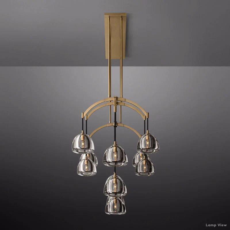 Hemisphere Domed Crystal Linear Chandelier 72"