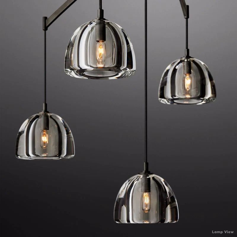 Hemisphere Domed Crystal Linear Chandelier 72"