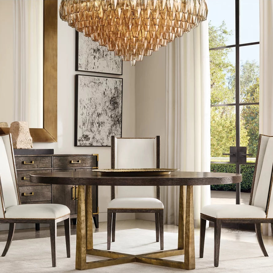 Chiara Lustrous Glass Tiered Round Chandelier 47"