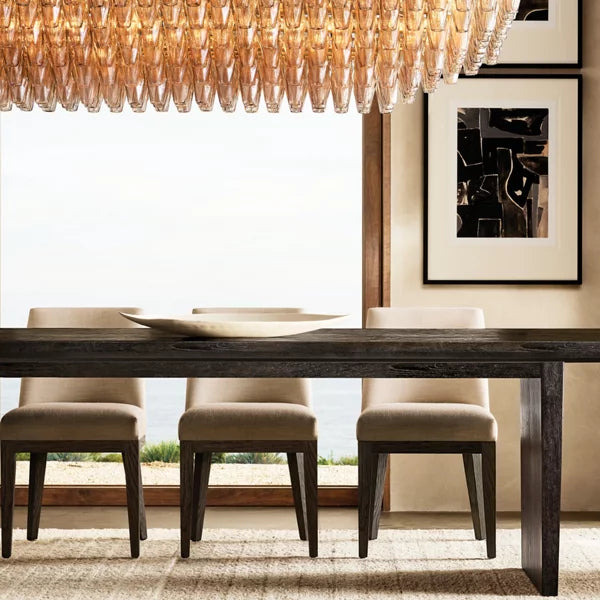 Chiara Lustrous Glass Tiered Rectangular Chandelier 54"