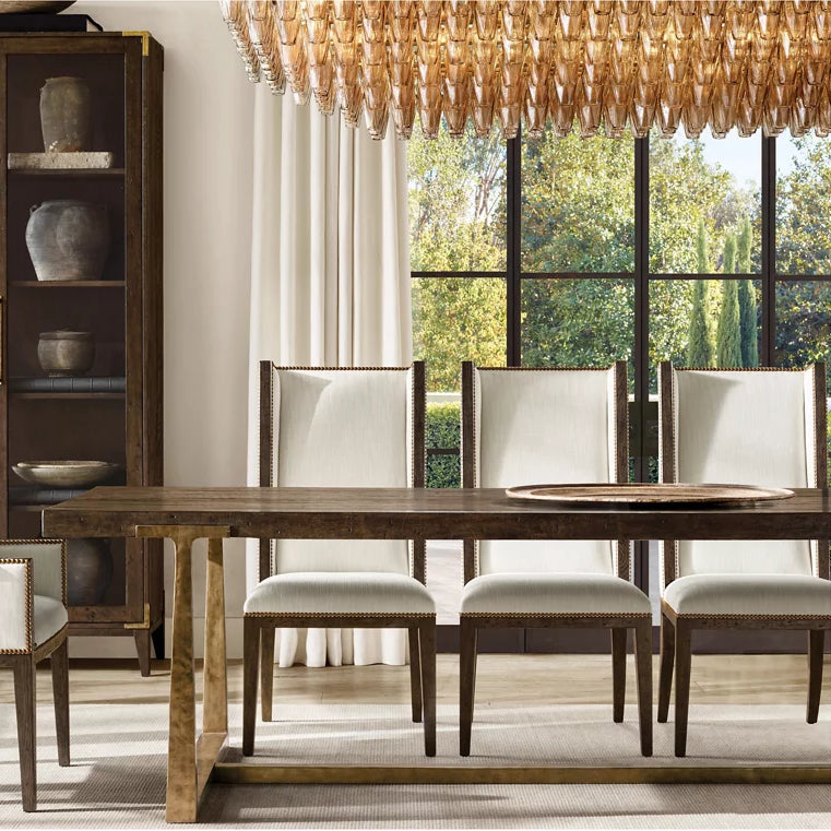 Chiara Lustrous Glass Tiered Rectangular Chandelier 54"