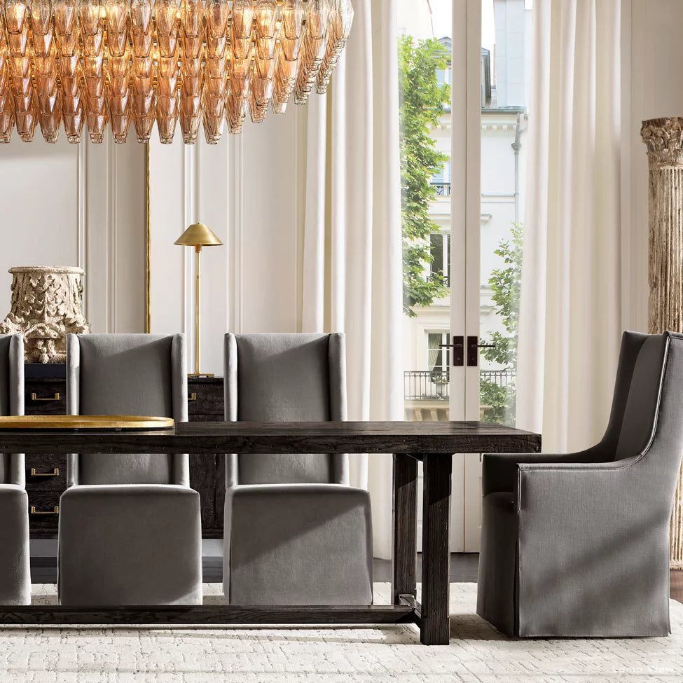 Chiara Lustrous Glass Tiered Rectangular Chandelier 54"