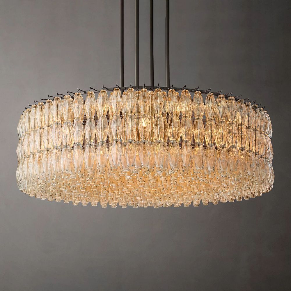 Chiara Lustrous Glass Round Chandelier 62"