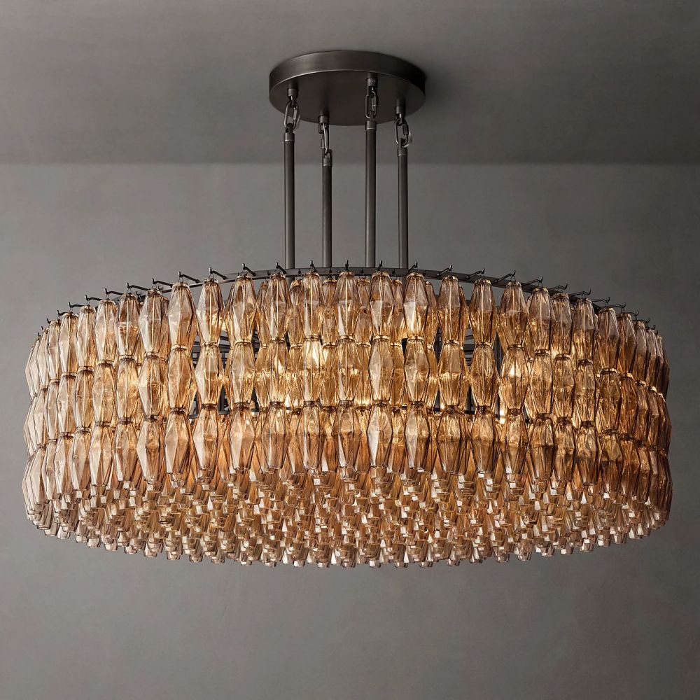 Chiara Lustrous Glass Round Chandelier 62"
