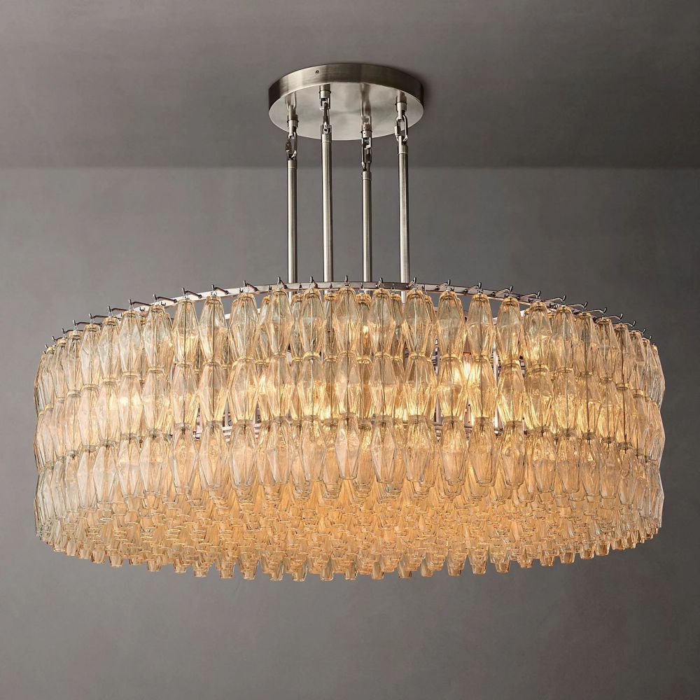 Chiara Lustrous Glass Round Chandelier 62"