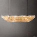 Chiara Lustrous Glass Tiered Rectangular Chandelier 74"