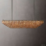 Chiara Lustrous Glass Tiered Rectangular Chandelier 74"