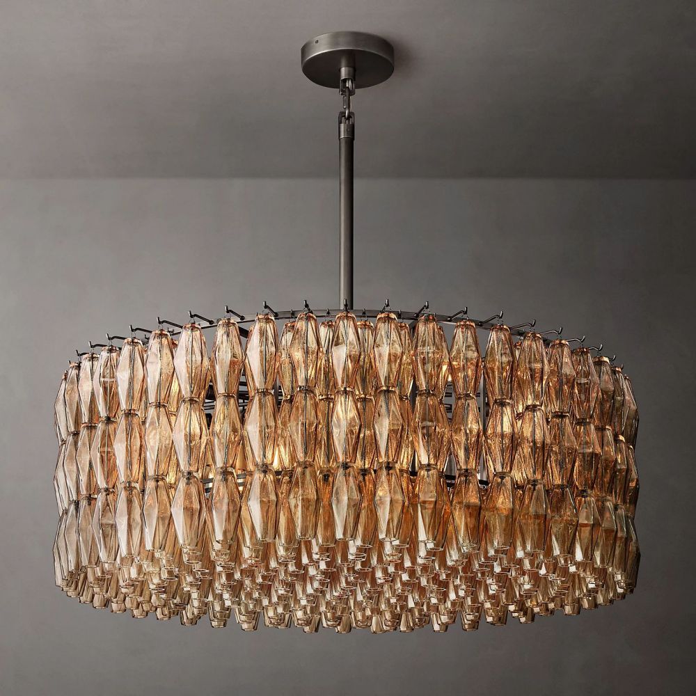 Chiara Lustrous Glass Round Chandelier 47"
