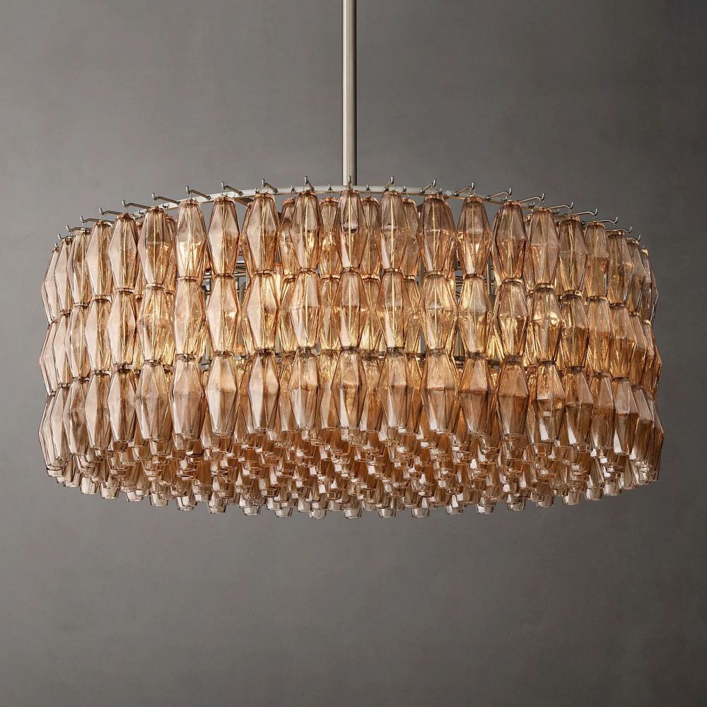 Chiara Lustrous Glass Round Chandelier 47"