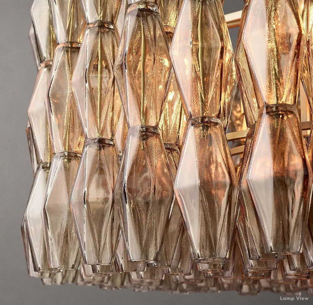 Chiara Lustrous Glass Round Chandelier 37"
