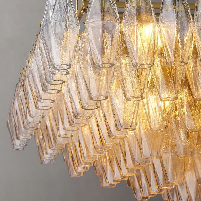 Chiara Lustrous Glass Rectangular Chandelier 74"