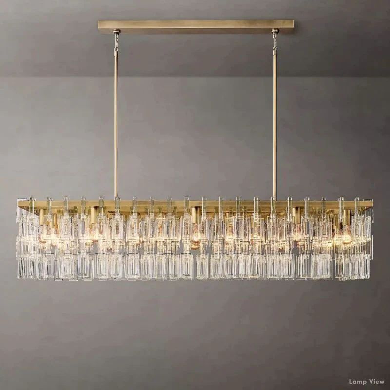 Marignan Chain Crystal Rectangle Chandelier 60"