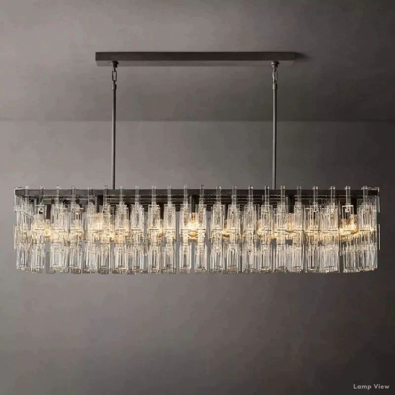 Marignan Chain Crystal Rectangle Chandelier 60"