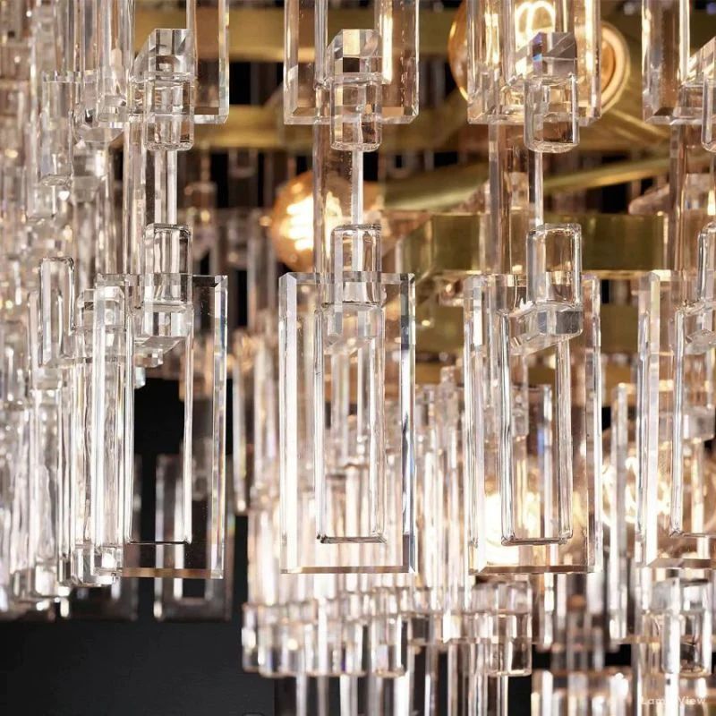 Marignan Chain Crystal Tiered Rectangle Chandelier 60"
