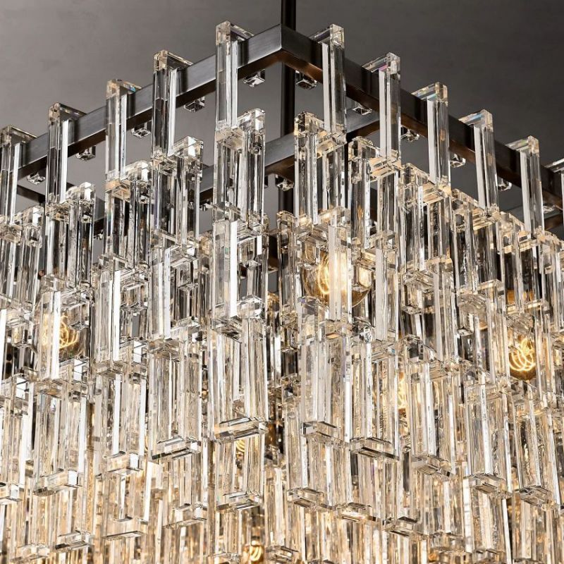 Marignan Chain Crystal Tiered Rectangle Chandelier 60"