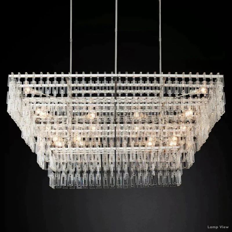 Marignan Chain Crystal Tiered Rectangle Chandelier 72"