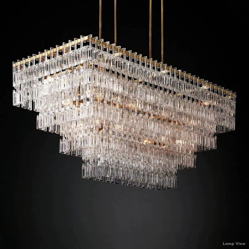 Marignan Chain Crystal Tiered Rectangle Chandelier 72"