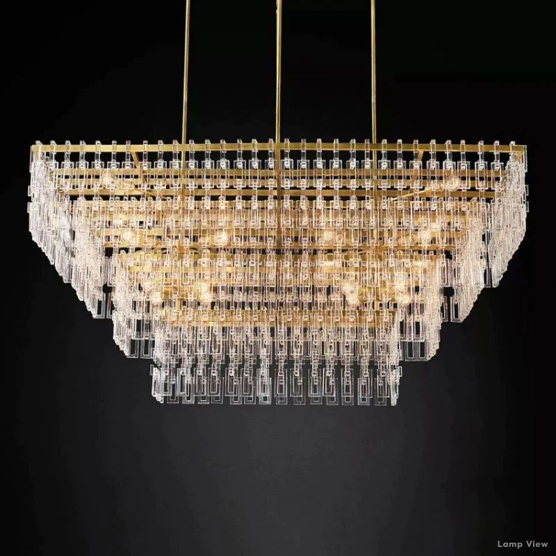 Marignan Chain Crystal Tiered Rectangle Chandelier 72"