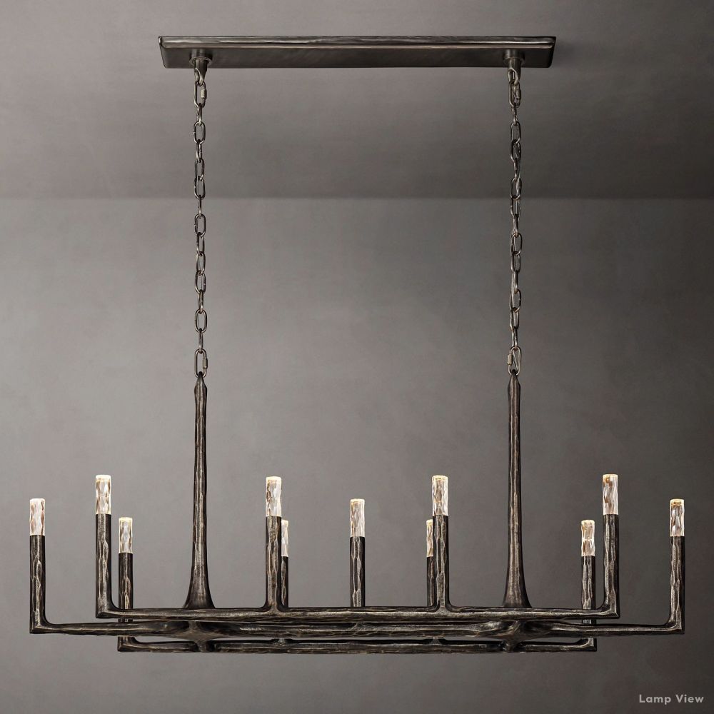 Thaddeus Forged Metal Linear Chandelier 54"