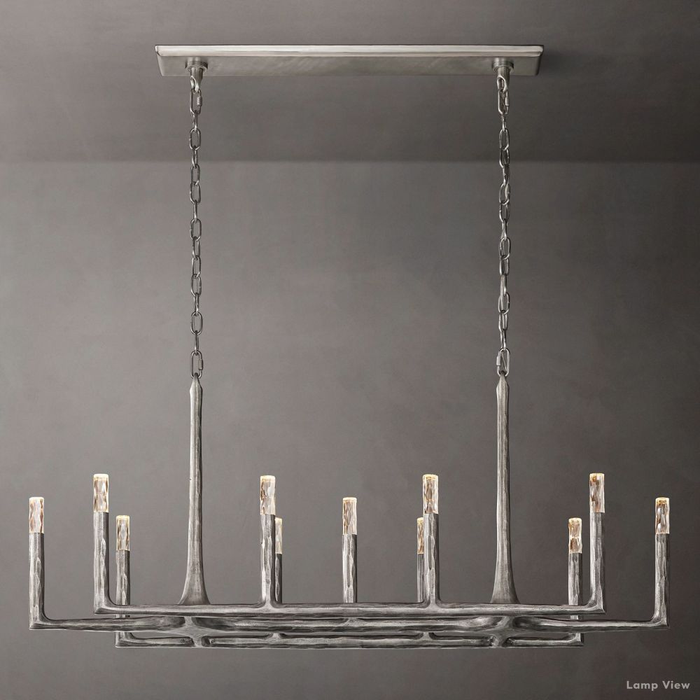 Thaddeus Forged Metal Linear Chandelier 54"