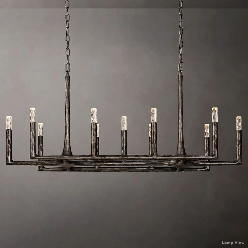 Thaddeus Forged Metal Linear Chandelier 54"