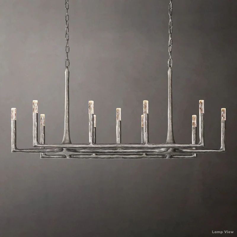 Thaddeus Forged Metal Linear Chandelier 54"