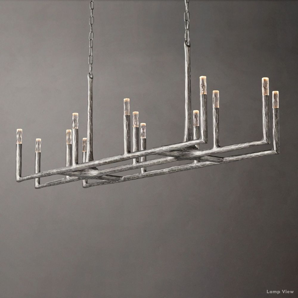 Thaddeus Forged Metal Linear Chandelier 72"