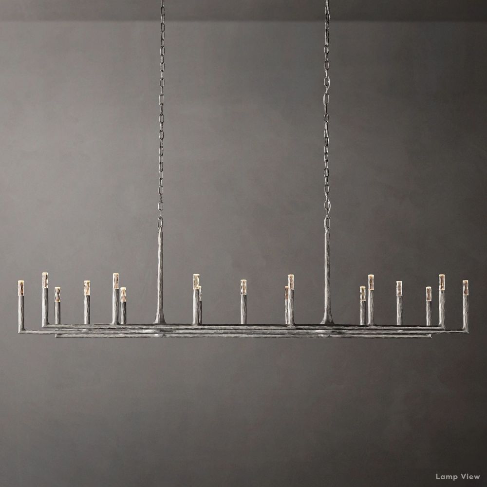 Thaddeus Forged Metal Linear Chandelier 96"
