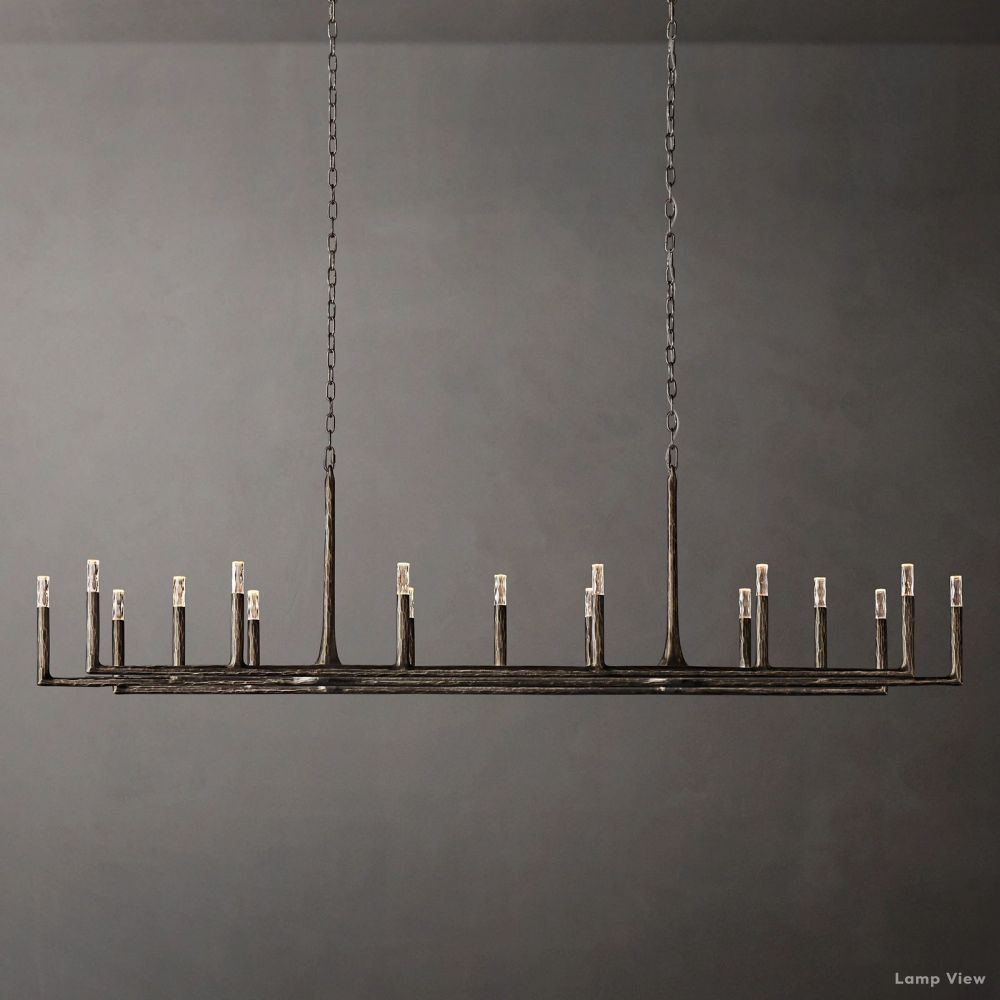 Thaddeus Forged Metal Linear Chandelier 96"
