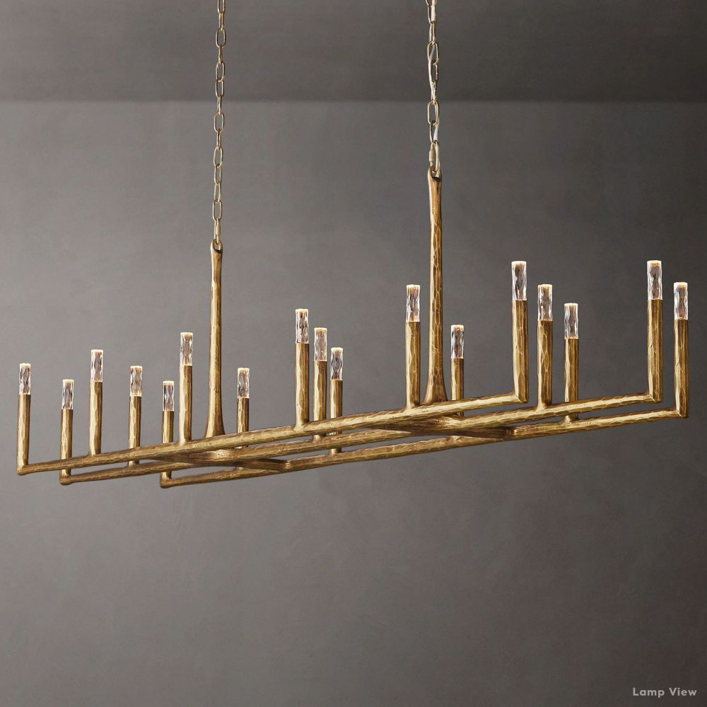 Thaddeus Forged Metal Linear Chandelier 96"