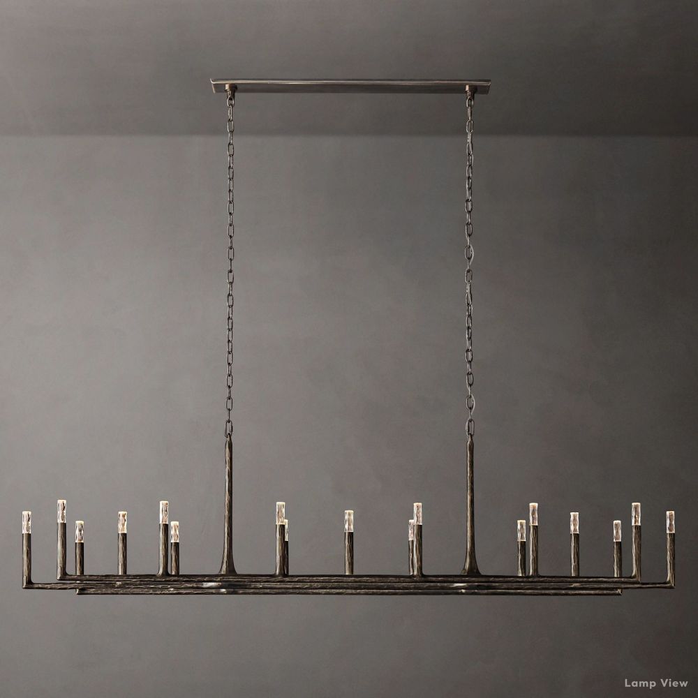 Thaddeus Forged Metal Linear Chandelier 96"