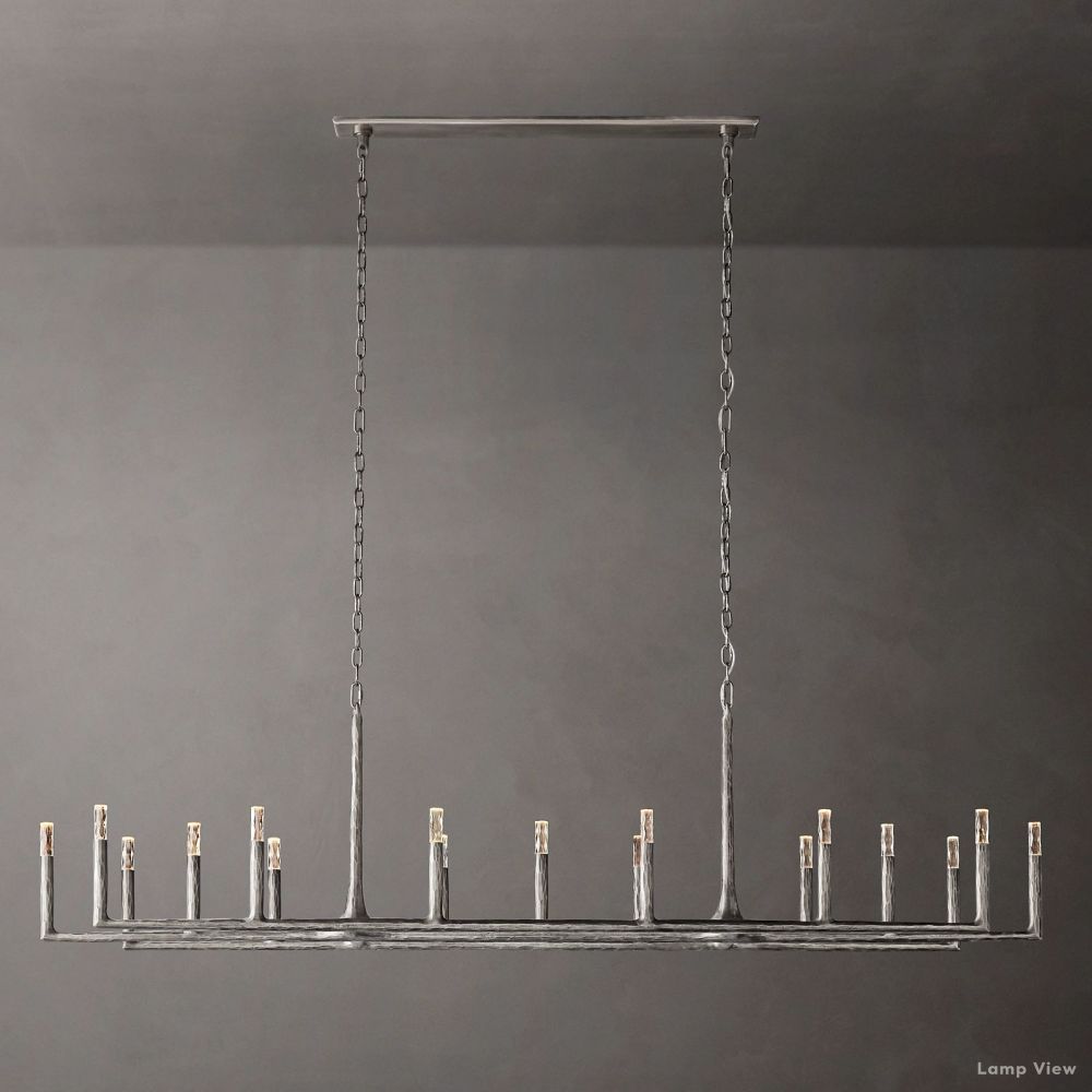 Thaddeus Forged Metal Linear Chandelier 96"