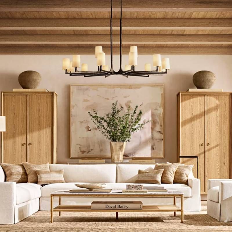 Wright Hammered Form Round Chandelier 48"