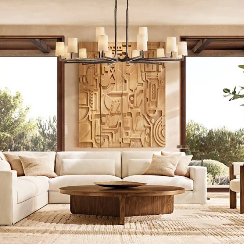 Wright Hammered Form Round Chandelier 36"