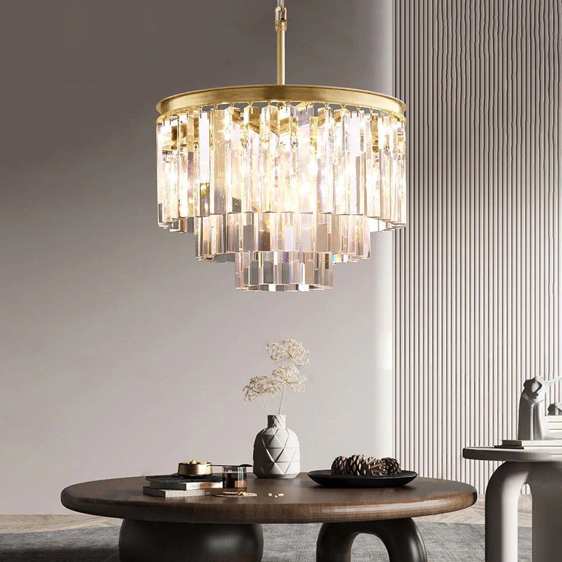 Odeon Layered Crystal Round Chandelier 20"