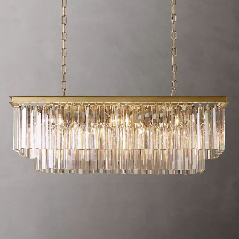Odeon Layered Crystal Rectangular Chandelier 40"