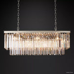Odeon Fringed Crystal Rectangular Chandelier 40"